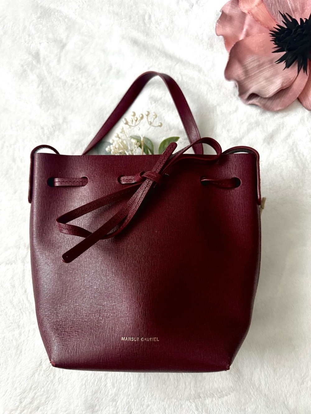 MANSUR GAVRIEL Mini Bucket Bag Burgundy Red